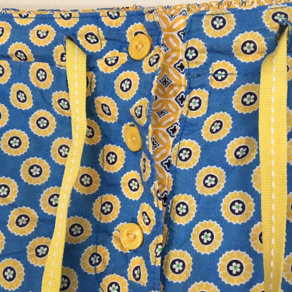 Vera Bradley Riviera Blue Yellow‎ Floral Print Cotton Size L PJ Lounge Pants - Picture 5 of 9